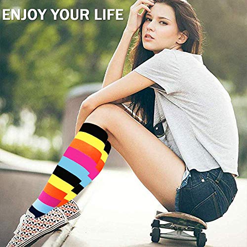 Sooverki Calcetines de compresión para Mujeres y Hombres 20-25 mmHg es el Mejor Graduado atlético, Correr, Volar, Viajar, Enfermeras 03-Multicolor-6 Pares L/XL