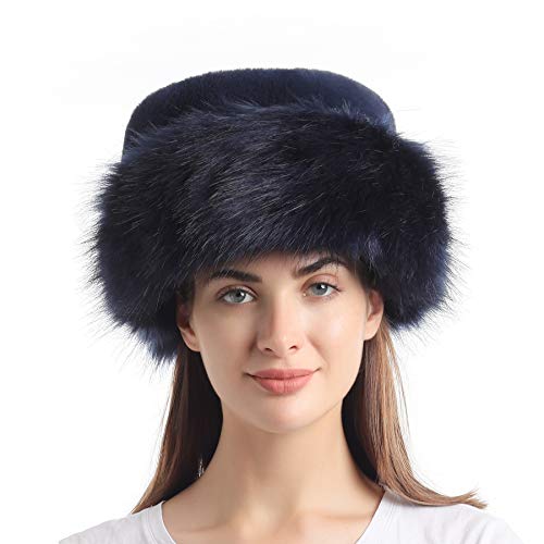 soul young Cappello di Vera i finto Pelo Pelliccia Cappelli aviatore Donna Leopardo Stampa Russo Russian Style Leopardo Stampa Marrone Nero Grigio Bianco(Azul)