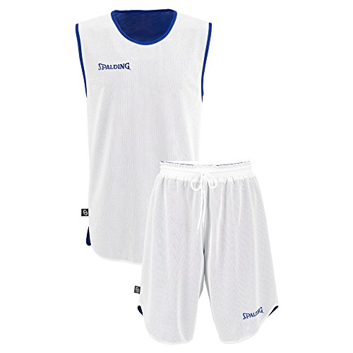 Spalding Doubleface Kids Set, Conjunto reversible camiseta y pantalones de baloncesto para Unisex-Niños, Azul/Blanco (Royal/White), S(36)