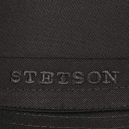 Stetson Athens Cotton Porkpie Sombrero Mujer/Hombre - Sombrero de Tela de algodón - Pork Pie Fabricado en Italia - Invierno/Verano - con Forro Interior - Negro 61 cm