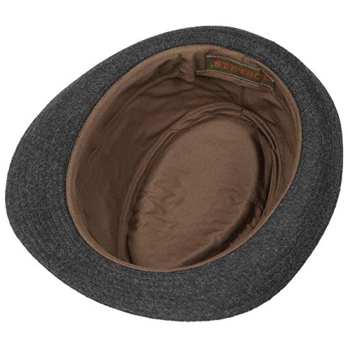 Stetson Benavides Trilby Sombrero Mujer/Hombre - Sombrero de Fieltro de Lana - Fabricado en Italia - Sombrero de Hombre Invierno con Revestimiento de teflón - Otoño/Invierno Antracita 62 cm