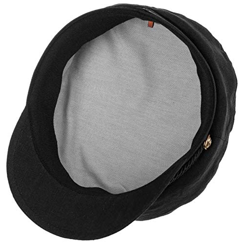 Stetson Gorra Marinera de Lino Riders Mujer/Hombre - Made in Italy algodón Gorro Marinero con Visera Cerrado por atrás, Primavera/Verano - L (58-59 cm) Negro