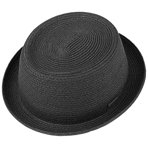 Stetson Sombrero Dawson Black Pork Pie Hombre - de Playa Sol Fedora Primavera/Verano - M (56-57 cm) Negro