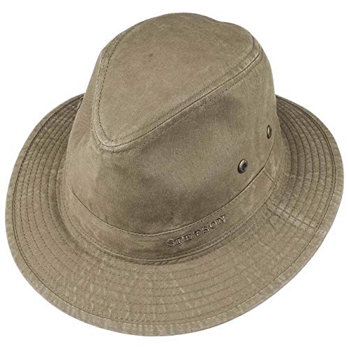 Stetson Sombrero Organic Cotton Traveller Hombre - de Tela Sol con Forro Primavera/Verano - XXL (62-63 cm) Caqui