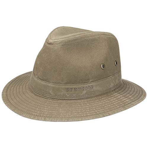 Stetson Sombrero Organic Cotton Traveller Hombre - de Tela Sol con Forro Primavera/Verano - XXL (62-63 cm) Caqui