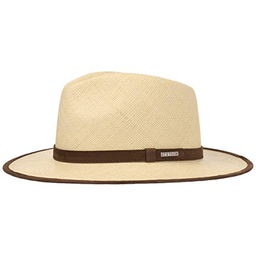 Stetson Sombrero Panama Braid Hombre - Made in Ecuador de Panamá Playa con Banda Piel, Ribete Primavera/Verano - L (58-59 cm) Natural