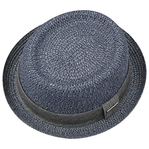 Stetson Sombrero Robstown Toyo Pork Pie Mujer/Hombre - de Verano Sol Paja Primavera/Verano - XL (60-61 cm) Azul