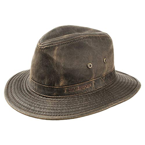 Stetson Sombrero vagabundo Traveller para Hombre - Sombrero Aventurero de algodón con protección UV 40+ - Sombrero de Exteriores Estilo Retro - Verano/Invierno - marrón L (58-59 cm)