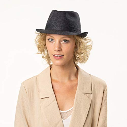 Stetson Trilby de Lino Geneva Mujer/Hombre - Made in Italy Sombrero Tela Verano Sol con Forro Primavera/Verano - 57 cm Beige