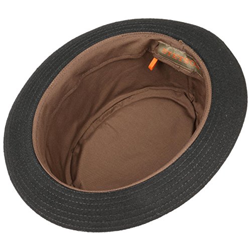 Stetson Wool Pork Pie Sombrero Hombre/Mujer - Sombrero de Fieltro Porkpie Made in Italy - Sombrero con Lana Virgen y Forro de algodón - Fedora Otoño/Invierno - Sombrero de Invierno Negro 55 cm