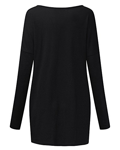 Style Dome Jerseys Mujer Largos Cuello V Manga Sudadera Casual Tops Blusa Camiseta Pull-Over Suéter Negro S