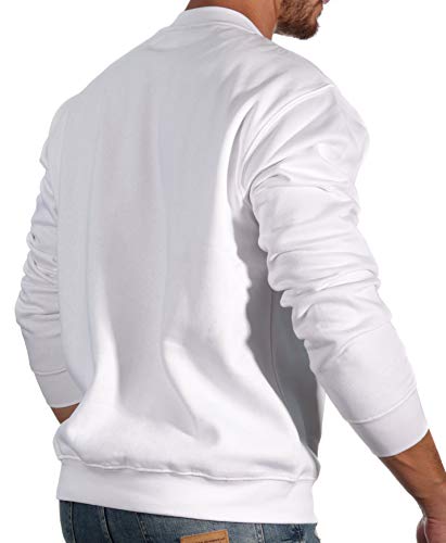 Sudadera Básica Hombre | Estilo Clásico | Algodón | Cuello Redondo (Blanco, S)