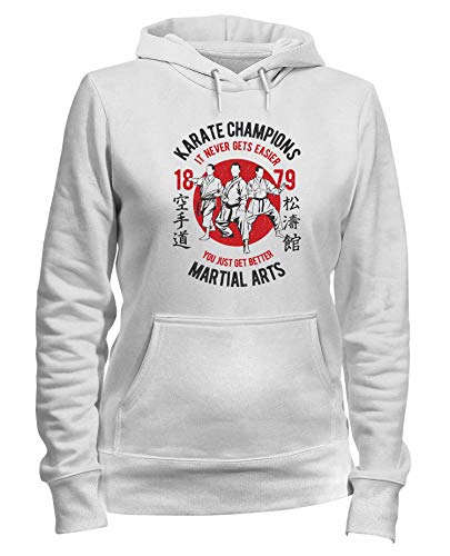 Sudadera con Capucha para Las Mujeras Blanca EPS0065 Karate Champions