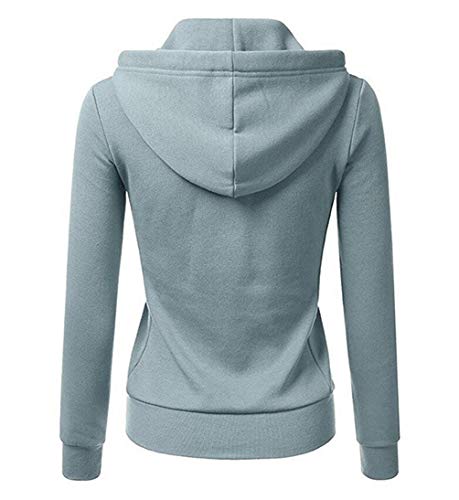 Sudadera Cremallera Mujer Sudaderas con Capucha Mujer Chaqueta Sudadera Mujer Oversize Tallas Grandes Casual Deporte Hoodie Anchas Juveniles Chica Invierno Pullover Simples Señoras Azul Claro XL