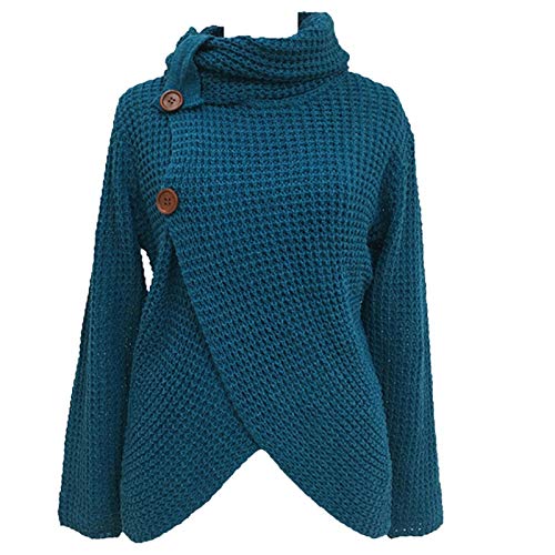 Sudadera de Mujer Básica Knit Love Suéter Moda O-Cuello Otoño Invierno de Gran tamaño Chaqueta de Deporte de los Deportes Manga Larga Irregular Jerséis riou