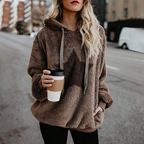 Sudadera Mujer Caliente y Esponjoso Felpa Estampada De Manga Larga Chaqueta con Capucha Jersey de Bolsillo Mujer Otoño-Invierno Talla Grande Hoodie Pullover Abrigo riou