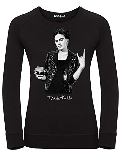 Sudadera para mujer Frida Kahlo oficial estilo Rock Negro S