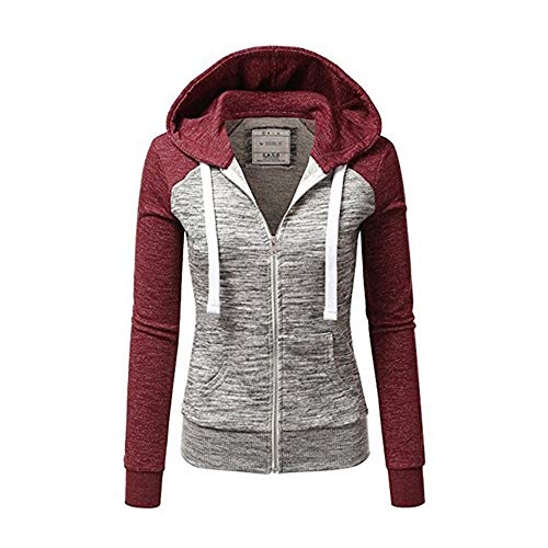 Sudaderas con Capucha para Mujer Sudaderas con Capucha De Manga Larga para Mujer con Cremallera Bolsillo Patchwork Sudadera con Capucha Prendas De Vestir Femeninas para Pulóver para Mujer