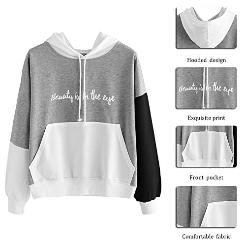 Sudaderas Hoodie Sudaderas con Capucha Estampadas con Letras, Camisas para Mujer, Camisetas De Manga Larga A La Moda, Pulóver para Mujer, Ca