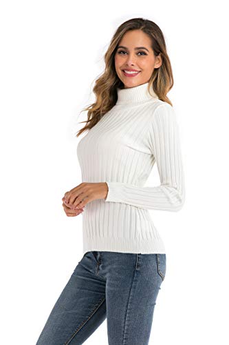 Suéter Cuello Alto para Mujer Pull-Over Tops Primavera Otoño Suéter de Punto Suéter de Invierno cálido y Elegante Suéter Elegante Calcetín Moderno Cuello Alto Alto Mujer Básico