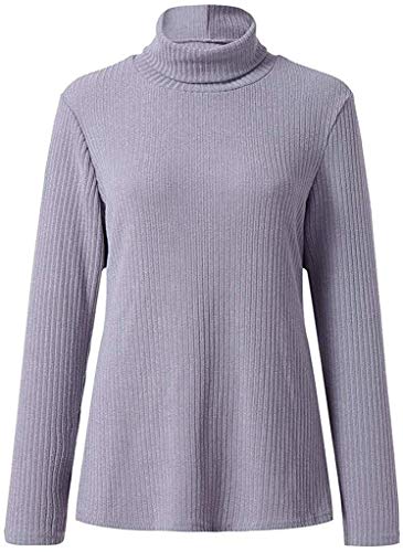 Suéter de Cuello Alto para Mujer Tortuga Cuello de Manga Larga Ribbed Knitted Pullover Tops Primavera Otoño