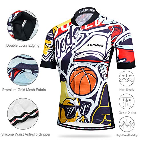 SUHINFE Traje Ciclismo Hombre para Verano, Ciclismo Maillot y Culotte Ciclismo Culote Bicicleta con 5D Gel Pad para Deportes al Aire Libre Ciclo Bicicleta, 5XL