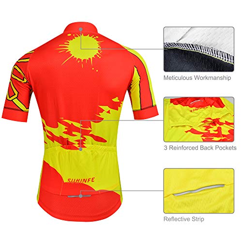 SUHINFE Traje Ciclismo Hombre para Verano, Ciclismo Maillot y Culotte Ciclismo Culote Bicicleta con 7D Gel Pad para Deportes al Aire Libre Ciclo Bicicleta, Bandera de España, S