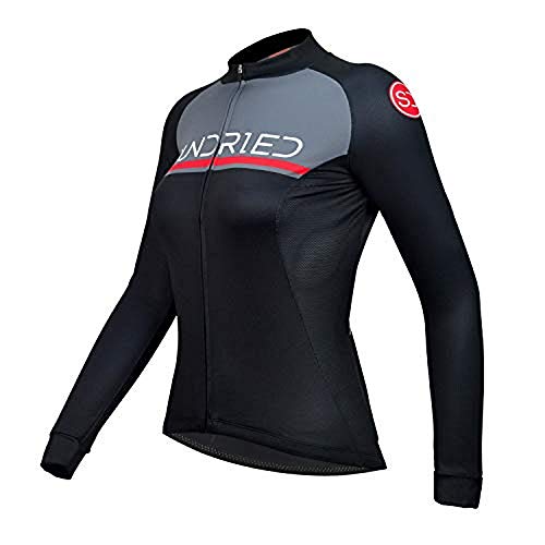 Sundried Ciclo Mujer de Manga Larga de Ciclo Jersey Ropa de la Ropa de la Bici del Camino y Bicicletas de Montaña (Negro, S)