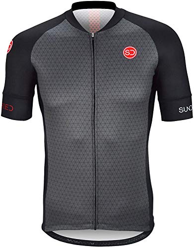 Sundried Jersey de Ciclo para Hombre Manga Corta Profesional Bicicleta de Carretera y de montaña de Ropa de la Bici (XL, Negro)