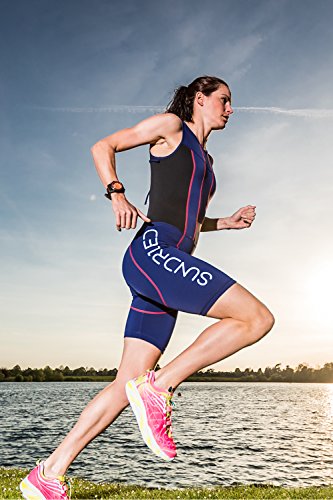 Sundried mujer acolchada Triathlon Tri Suit compresión Duatlón Correr Natación Ciclismo skinsuit (azul, L)