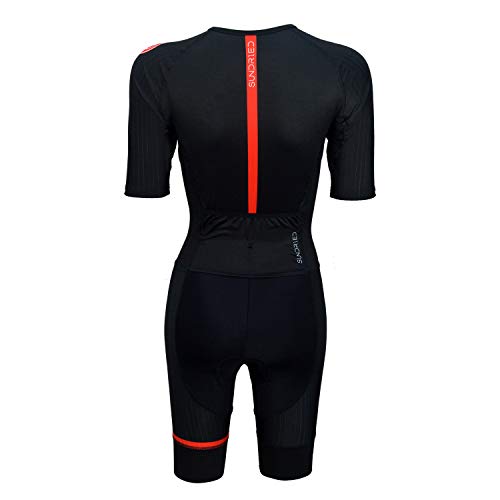 Sundried Womens Pro Trisuit Triatlón de una pieza Aero Ciclismo skinsuit Tri Suit (Negro, S)