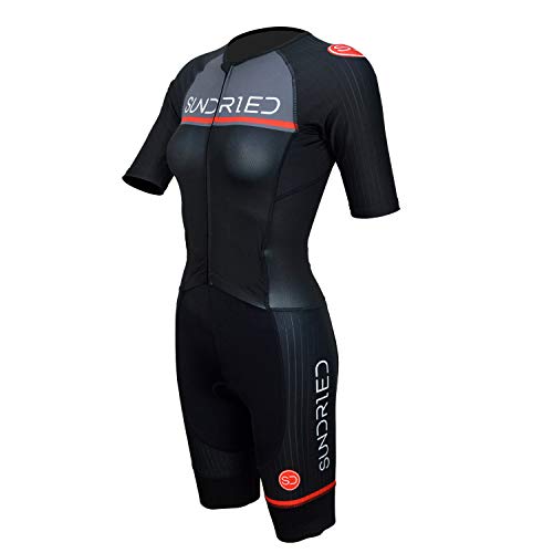 Sundried Womens Pro Trisuit Triatlón de una pieza Aero Ciclismo skinsuit Tri Suit (Negro, S)