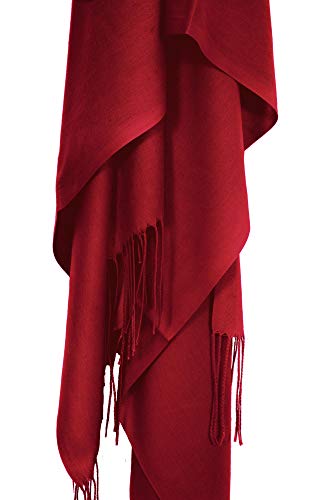 Sunning Cashmere Blend Scarf Pashmina Shawl Wrap. Ideal for for Evening & Day Wear. Soft & Warm, Easy Care Oversized Pashmina Wrap. Ladies Cashmere Scarf Wrap, One Size: 172 x 68 cms (Burnt Red)