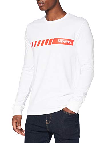 Superdry Core Logo Sport Stripe Top Camisa Manga Larga, Blanco (Optic 01c), XXL para Hombre