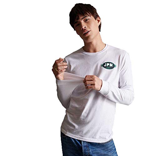 Superdry Shapers N Makers LS Top Camisa Manga Larga, Blanco (Optic 01c), S para Hombre