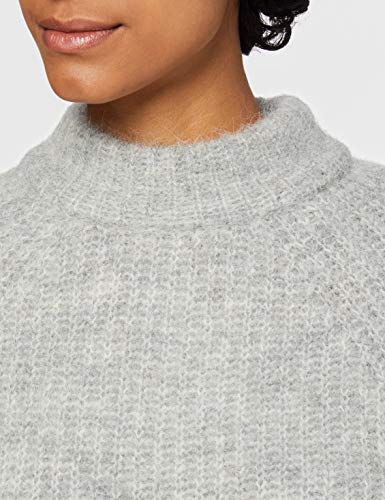 Superdry Super Lux Diamond Ribbed Crew suéter, Lead Grey/Staten Yellow, XXS para Mujer