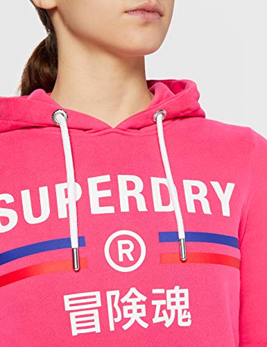 Superdry Vintage Sport Hood Sudadera con Capucha, Punk Pink, M para Mujer