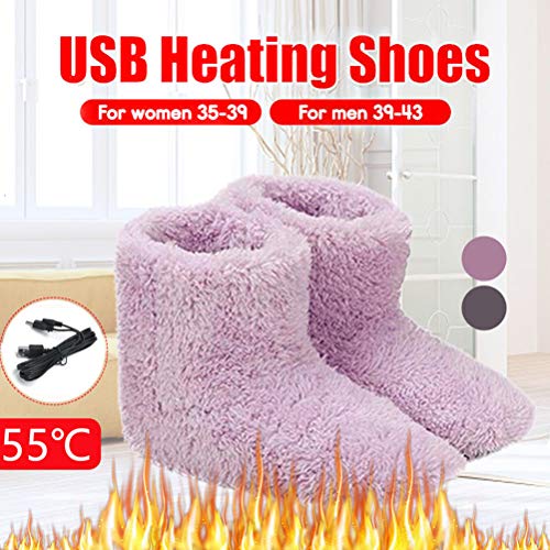 SyeRum Calentador de pies eléctrico, Pantuflas para microondas, Calentador de pies USB Calzado de Invierno con Suela Suave Calentador de pies, Calzado eléctrico Lavable Bota de esquí