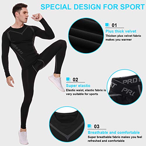 Sykooria Conjuntos Térmicos para Hombre Ropa Interior Térmica Invierno Camiseta Deporte Manga Larga y Pantalones Largos Esquí Fitness Ciclismo