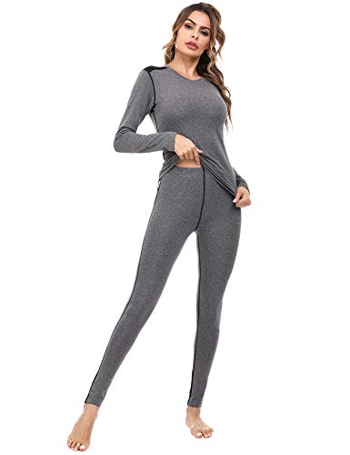 Sykooria Conjuntos Térmicos para Mujer Ropa Interior Deporte Térmica de Invierno Camiseta Manga Larga y Leggins Esquí Correr Fitness Ciclismo