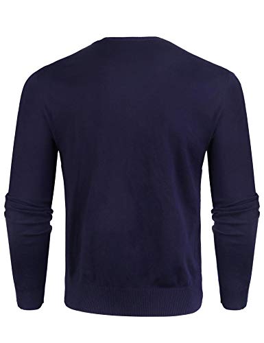 Sykooria Jersey de Punto para Hombre Jersey de Lana de Manga Larga Cuello Redondo Jersey Informal básico Conjunto Ligero y Suave Conjunto de Prendas de Punto clásicas