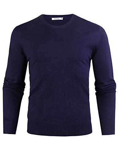 Sykooria Jersey de Punto para Hombre Jersey de Lana de Manga Larga Cuello Redondo Jersey Informal básico Conjunto Ligero y Suave Conjunto de Prendas de Punto clásicas