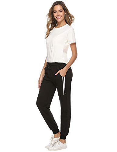 Sykooria Pantalones Deportivos Casuales para Mujer, Pantalones de Jogger de Cintura con cordón de algodón Pantalones de chándal Suaves y Ligeros Pantalones de chándal con Bolsillo