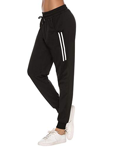 Sykooria Pantalones Deportivos Casuales para Mujer, Pantalones de Jogger de Cintura con cordón de algodón Pantalones de chándal Suaves y Ligeros Pantalones de chándal con Bolsillo