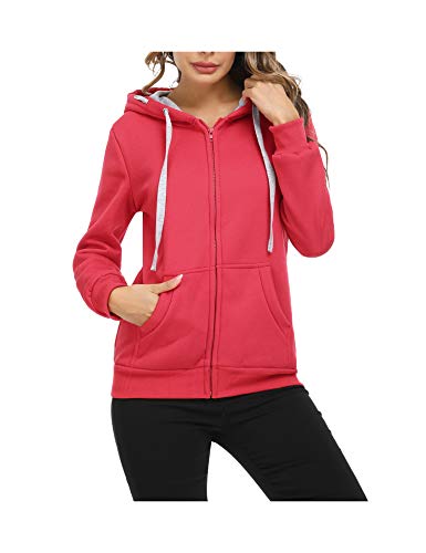 Sykooria Sudadera con Capucha para Mujer Flannel Chaqueta Deportivo con Cremallera y 2 Bolsillo Invierno Otoño para Mujeres Casual Correr Fitness