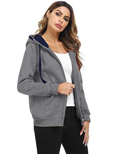 Sykooria Sudadera con Capucha para Mujer Flannel Chaqueta Deportivo con Cremallera y 2 Bolsillo Invierno Otoño para Mujeres Casual Correr Fitness