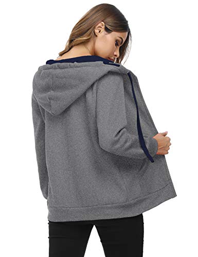 Sykooria Sudadera con Capucha para Mujer Flannel Chaqueta Deportivo con Cremallera y 2 Bolsillo Invierno Otoño para Mujeres Casual Correr Fitness