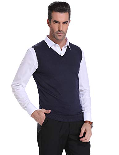 Sykooria Suéter sin Mangas con Cuello en V para Hombre Caliente Jersey Invierno de Chaqueta de Punto de Otoño de Hombre Cárdigan de Punto Casual