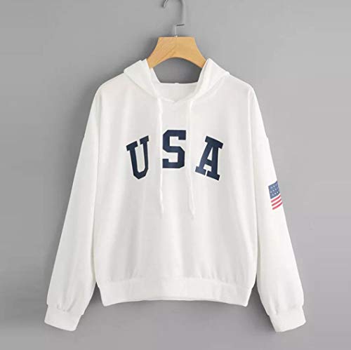 Sylar Mujer Sudadera,Impresión De La Bandera De La Manera De Los USA Sudadera,Manga Larga con Capucha Otoño Invierno Casual Top