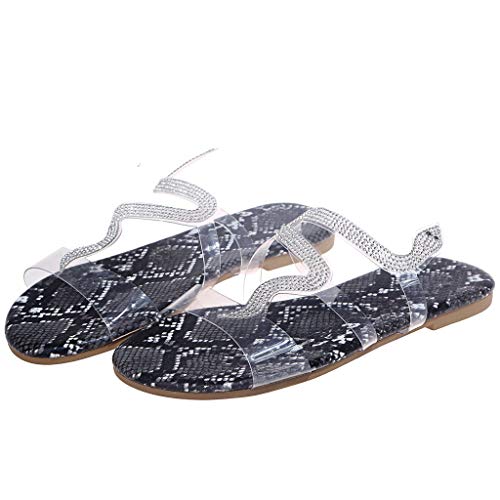 Sylar Señoras de Verano, Usar Sandalias Al Aire Libre,Chanclas Estampado de Serpiente de Talla Grande, Tacones Antideslizantes, Pantuflas de Casa